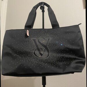 NWT*VICTORIA'S SECRET Black with Crystals Shine Tote Bag with Zipper